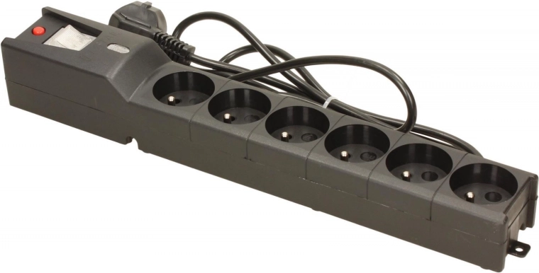 LESTAR stekkerdoos met overspanningsbeveiliging, 6 stopcontacten, 1,5 m, zwart