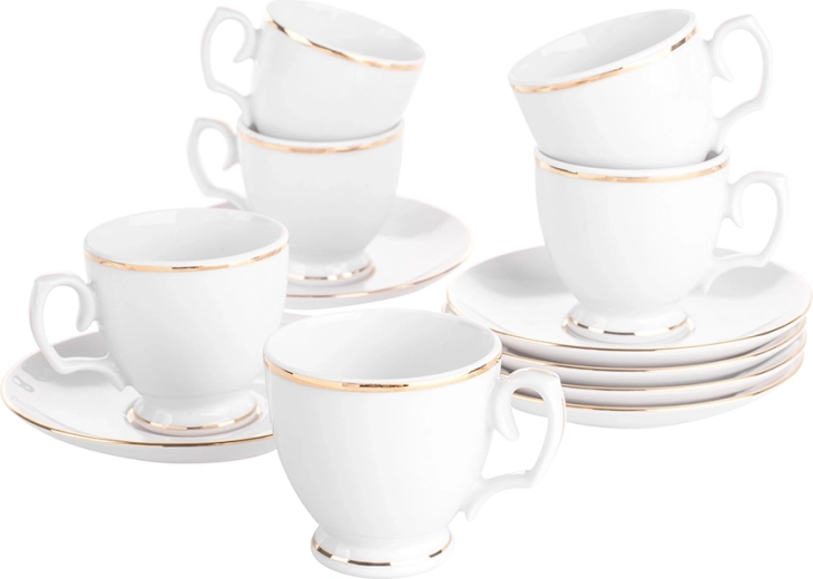 Mariapaula Klasyka Gouden Lijn klassieke set espressokopjes met schoteltjes 100 ml (12 stuks)