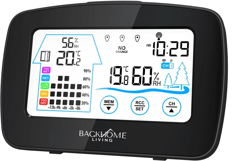 Draadloos weerstation RCC op batterijen, zwart 15 × 2 × 9,5 cm