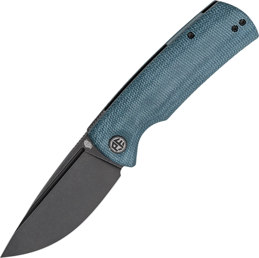 Petrified Fish Beluga vouwmes, Black Stonewash, blauwe Micarta