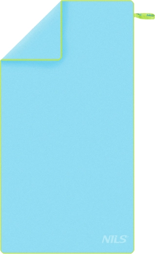 Sneldrogende microvezelhanddoek NILS, blauw-groen, 180 × 100 cm