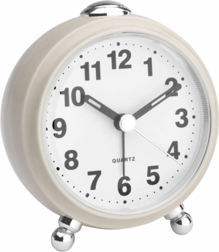 TFA analoge wekker met retro uitstraling en achtergrondverlichting, beige