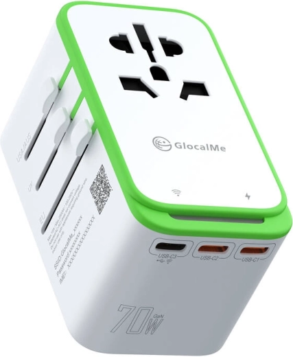 Universele reisadapter met 4G/LTE Wi‑Fi-hotspot GLOCALME Roamplug (70 W)