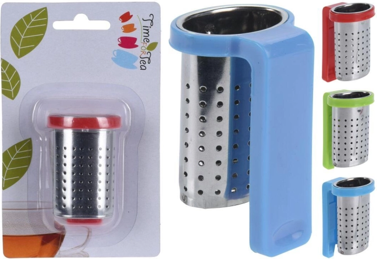 Hangend theefilter van roestvrij staal met kunststof houder, mix van kleuren
