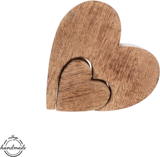 Houten hartdecoratie van mangohout