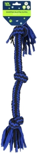 Touwtrekspeeltje met knopen blauw – katoenen trekkoord voor hond 50 cm