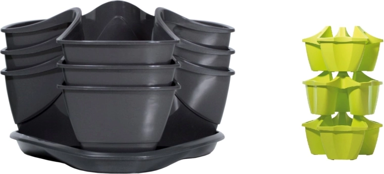 Cascadische kruidenbloempot COUBI HERBAL, grafiet, 29,5 cm