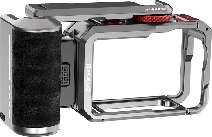 Titanium uitbreidingskooi met handgreep en aansluitingen Puluz voor DJI Osmo Action 6