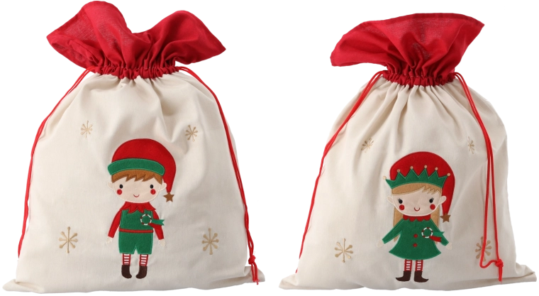 Cadeauzak 45 × 60 cm beige, mix patronen elf