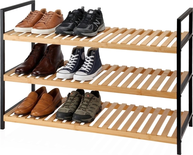 Storage Solutions bamboe schoenenrek met 3 planken 70 × 30 × 48 cm - 1 stuk