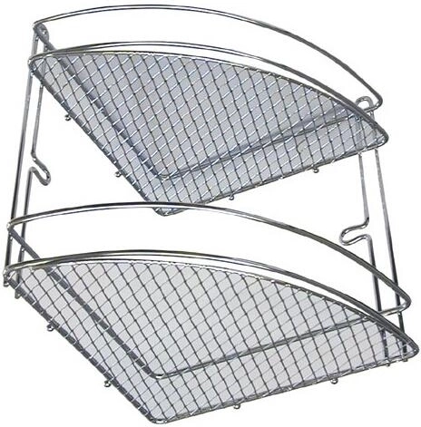 Hoekige tweelaagse badkamerplank van chroom 20,5 × 20,5 × 26 cm