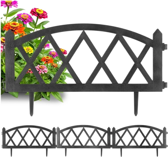 Grijze tuinrand hekwerk 57 × 25 cm, set van 4 stuks