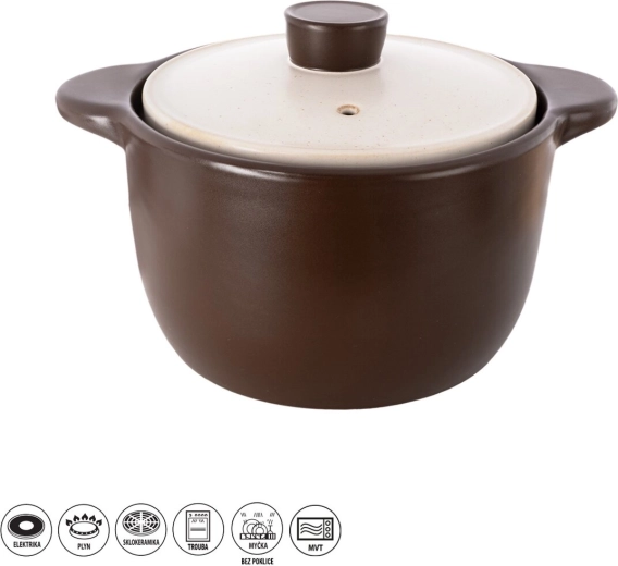 Keramische ovenvaste pan met deksel 6,9 l