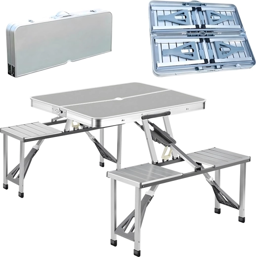 Opvouwbare aluminium camping picknicktafel met zitjes