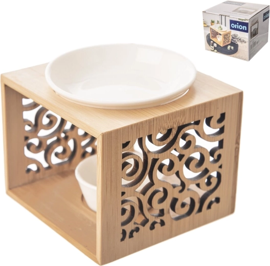 Aromalampa Whiteline van porselein en bamboe