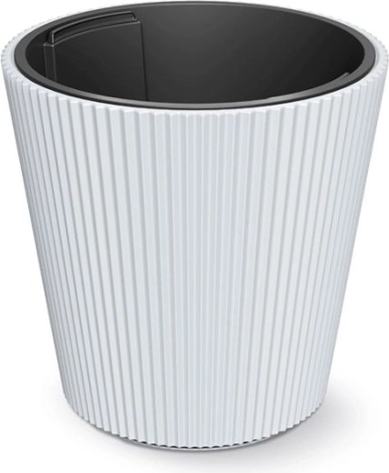 Bloempot met inzet Milly 34,9 cm wit