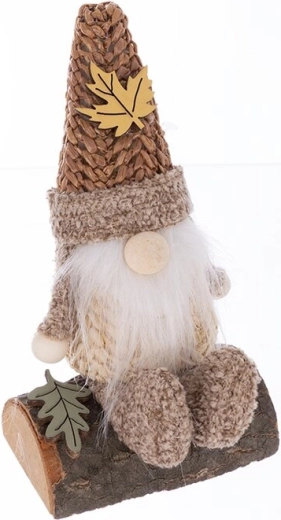 Decoratief houten en textielen elfje in bruin