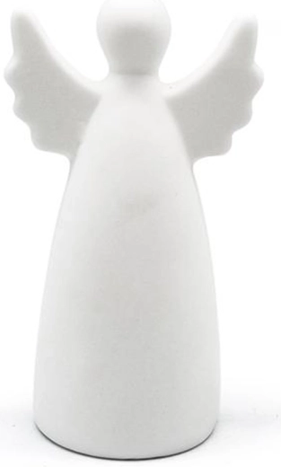 Lichtgevende keramische engel met LED, wit, inclusief batterijen