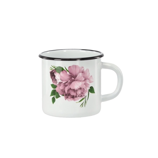 Geglazuurde mok 1 l wit Pioen Laura