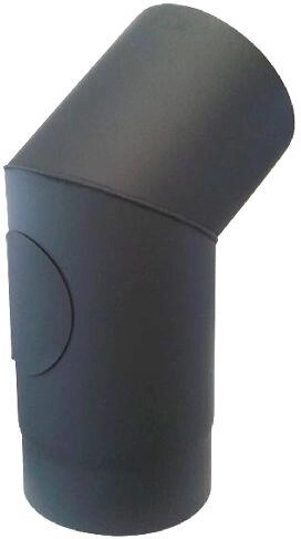 Rookbocht met reinigingsopening 120 mm, 45°, staal 1,5 mm, zwart