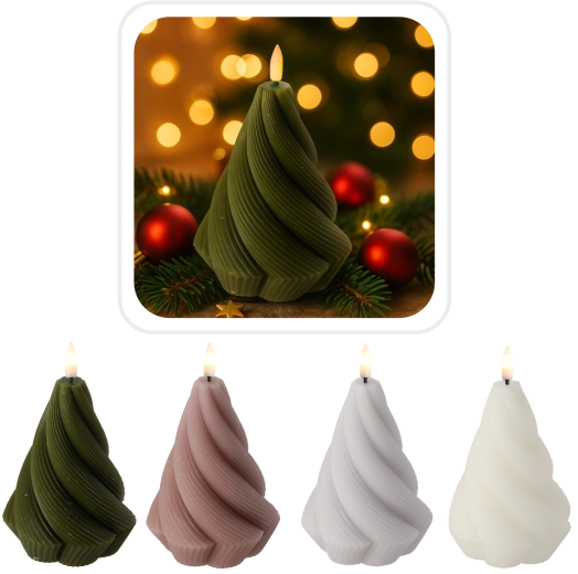 LED kaars van echte was Twisted 9 × 12,5 cm met timer