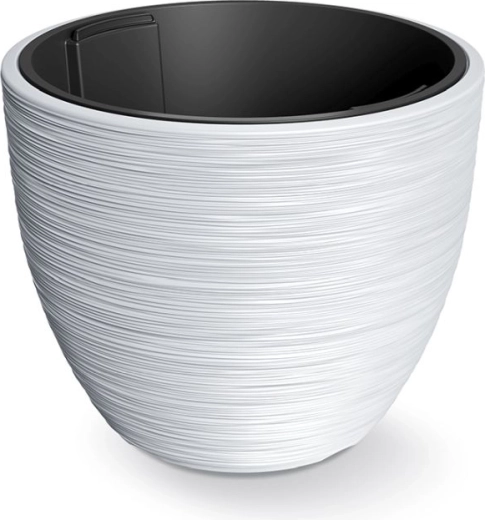 Bloempot Furu met uitneembare inzet 47 cm – witte kunststof plantenhoes