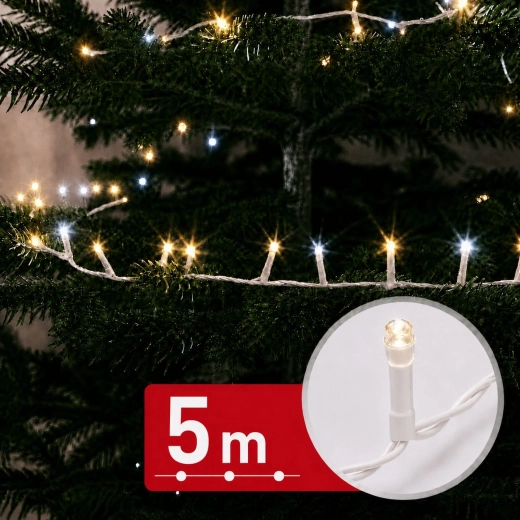 LED-lichtsnoer met ijspegeleffect, 5 m, 250 LED's, warm- en koudwit