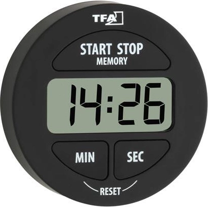 Digitale keukenwekker met stopwatch, zwart