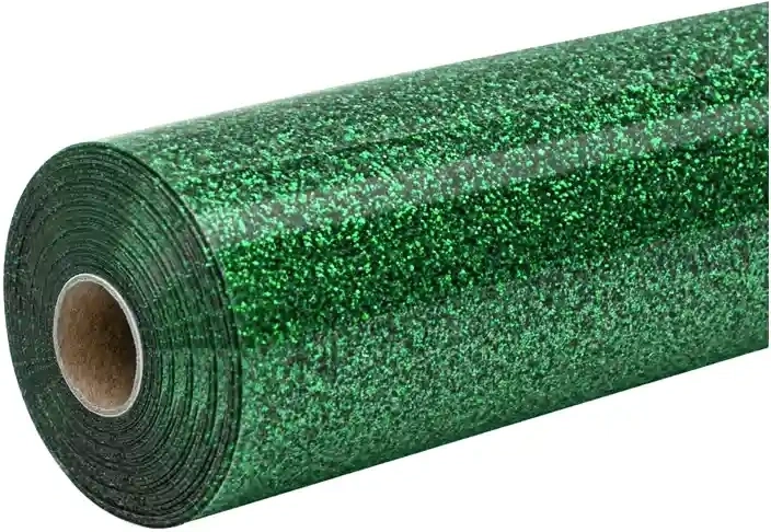 HTVRONT sprankelende opstrijkfolie voor thermotransfer 30,5 × 90 cm groen