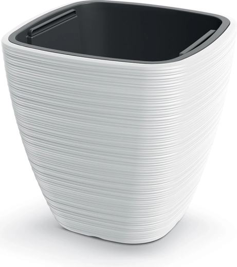 Bloempot Vena Square 29 cm wit met inzet