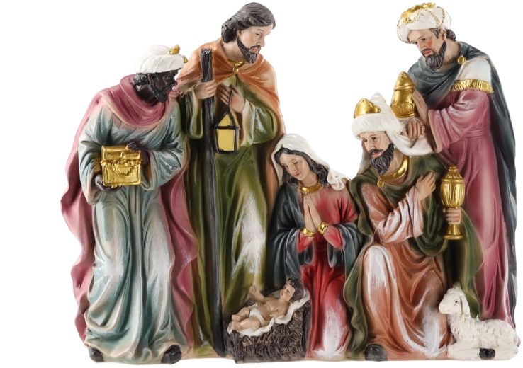 Decoratieve kerststalfiguur Geboorte van Jezus met de Drie Koningen - 1 stuk