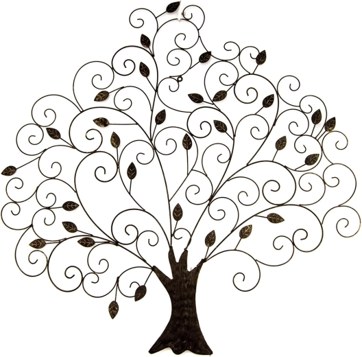 Metalen wanddecoratie boom grijs 82 × 82 cm