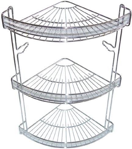 Hoek badkamerrek, 3 etages, chroom, 22 × 22 × 47 cm