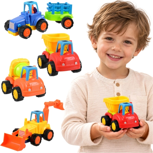 Bouwvoertuigen met push-and-go-aandrijving - 4 stuks