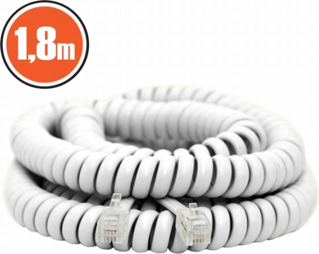 Spiraalvormige telefoonkabel 1,8 m wit