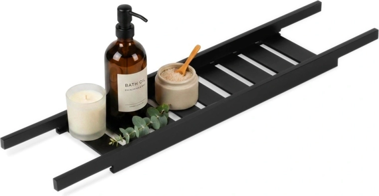 Bamboe badplank voor op het bad Vilde zwart 68 cm - 1 stuk