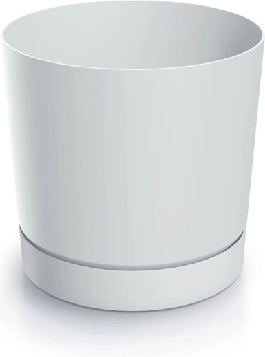 Bloempot met schotel TUBO P 39 cm wit