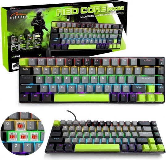 Mechanisch gamingtoetsenbord 60% MEDIA-TECH RED CORE MX60