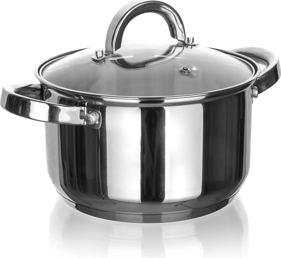 Roestvrijstalen pan 24 cm met glazen deksel 6,1 l CUISINO