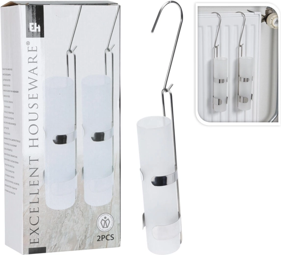 Ronde radiatorverdamper 325 ml van glas en roestvrij staal, 2 stuks