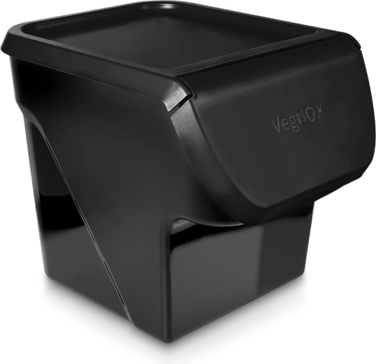 Zwarte box voor fruit en groenten met deksel 13 l
