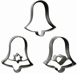 Set koekjesuitstekers bel, 3-delig, roestvrij staal