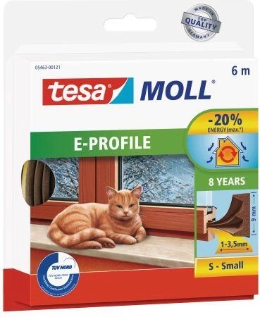 Raam- en deuropdichting E 9×4 mm, bruin, 6 m