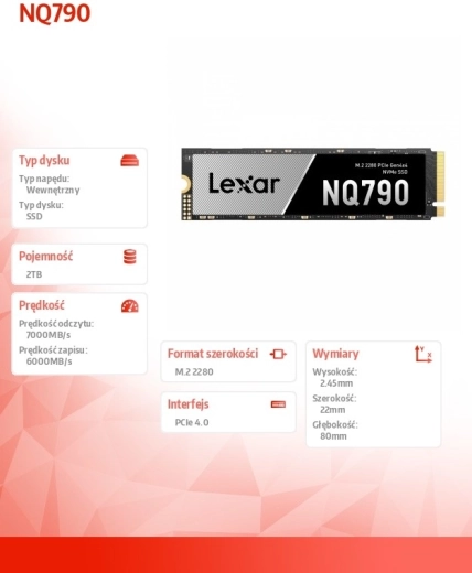 SSD-schijf Lexar NQ790 NVMe 2TB PCIe 4x4