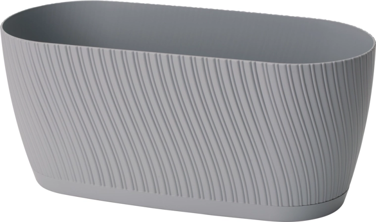 Bloembak Mika Eco Recycled met schotel 27 cm – platina