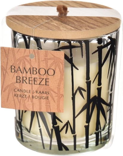 Geurkaars bamboe in glas en hout
