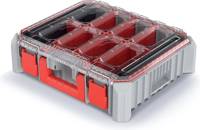 Organizer voor gereedschap C BLOCK BRIDGE, grijs‑rood, 44,5 × 36,8 × 12,2 cm