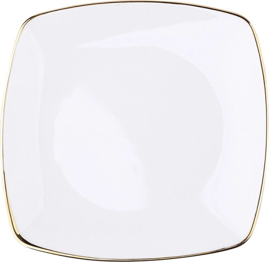 Dessertbord MariaPaula Moderna vierkant met gouden rand 18 cm