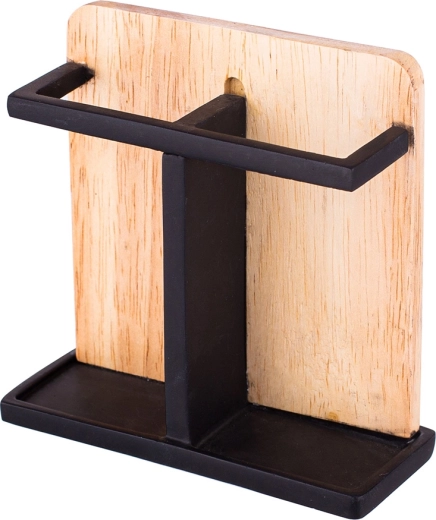 Tandenborstelhouder met houten elementen, zwart