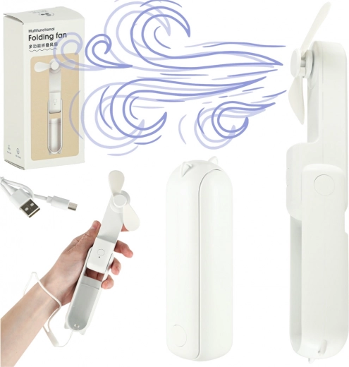 Draagbare opvouwbare mini-ventilator USB 2-in-1 wit